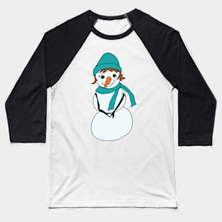 Snowwoman in scarf and hat Baseball T-Shirt